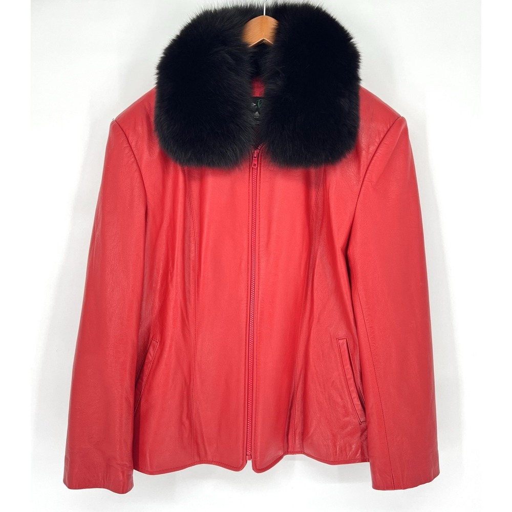 Vintage David Green Fur Leather Red Coat SZ Large Alaska Master Furrier Anchorag